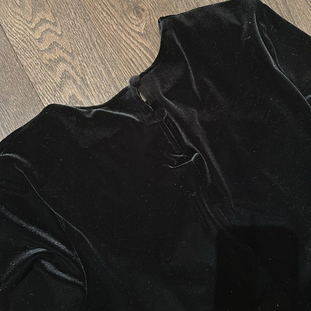 Rouie petites black velvet long sleeve maxi dress size 4 - Picture 5 of 6